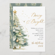 Chic Merry and Bright Gold Script Weihnachtsbaum