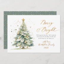 Chic Merry and Bright Gold Script Weihnachtsbaum