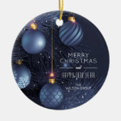 Chic Merry Christmas Blue Tree Ornaments Keramik Ornament (Vorne)