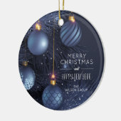 Chic Merry Christmas Blue Tree Ornaments Keramik Ornament (Links)