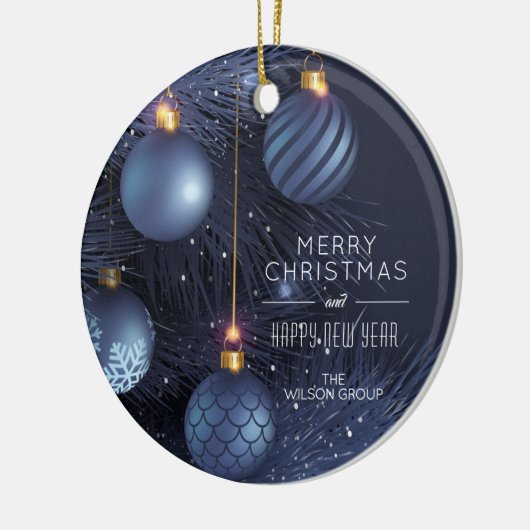 Chic Merry Christmas Blue Tree Ornaments Keramik Ornament (Links)