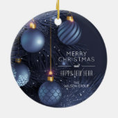 Chic Merry Christmas Blue Tree Ornaments Keramik Ornament (Hinten)