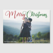Chic Merry Christmas Foto Script Magnet Card (Vorderseite)