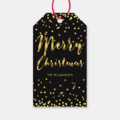 Chic Merry Christmas Gold Foil Confetti Black Geschenkanhänger (Rückseite)