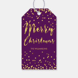 Chic Merry Christmas Gold Foil Confetti Lila Geschenkanhänger