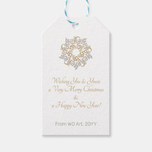 Chic Merry Christmas Gold, Silver Calligrafy Art Geschenkanhänger