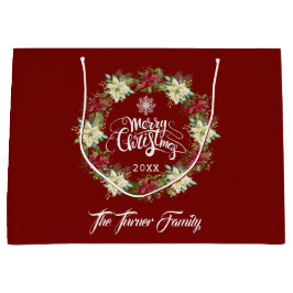 Chic Merry Christmas Poinsettia Monogram Große Geschenktüte