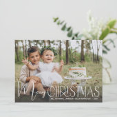 Chic Merry Christmas Script Foto Feiertagskarte (Stehend Vorderseite)