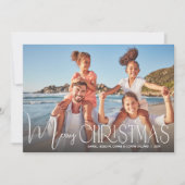 Chic Merry Christmas Script Foto Feiertagskarte (Vorderseite)