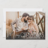 Chic Merry Christmas Script Foto Feiertagskarte (Vorderseite)