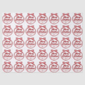 Chic Merry Christmas Script Red Ribbon Bow Seidenpapier (Vorderseite)