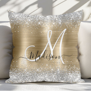 Chic Metall gold silber faux glitzer gebürstet Kissen