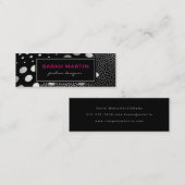 Chic Metallic Dots Pattern Black Label Mini Visitenkarte (Vorne/Hinten)