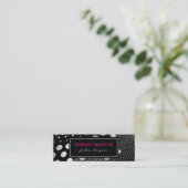 Chic Metallic Dots Pattern Black Label Mini Visitenkarte (Stehend Vorderseite)