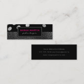 Chic Metallic Dots Pattern Black Label Mini Visitenkarte (Vorne/Hinten)