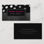 Chic Metallic Dots Pattern Black Label Visitenkarte (Vorne/Hinten)