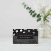 Chic Metallic Dots Pattern Black Label Visitenkarte (Stehend Vorderseite)