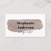 Chic Metallic Glittery Brush Stroke Makeup Artist Visitenkarte (Vorderseite)