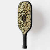 Chic Metallic Gold & Black Leopard Print Girls Pickleball Schläger (Links)