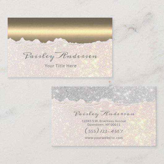 Chic Metallic Gold Glitzer Visitenkarte (Vorne/Hinten)