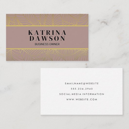 Chic Metallic Gold Leaf Muster Visitenkarte (Vorne/Hinten)