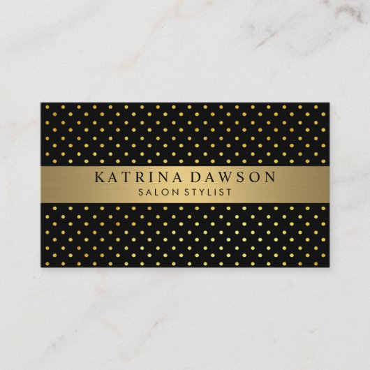 Chic Metallic Gold mit Polka Dots Visitenkarte (Vorderseite)