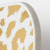 Chic Metallic Gold & White Leopard Print Girls Pickleball Schläger (Linke Seite)