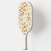 Chic Metallic Gold & White Leopard Print Girls Pickleball Schläger (Links)