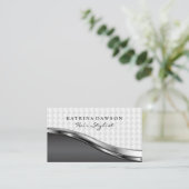 Chic Metallic Weave Muster Silver Metallic Visitenkarte (Stehend Vorderseite)