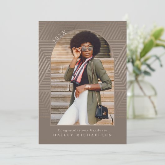 Chic Meted Geometric Print Foto Abschluss Einladung (Stehend Vorderseite)