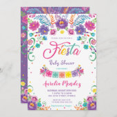 Chic Mexican Floral Blume Fiesta Baby Dusche Einladung (Vorne/Hinten)