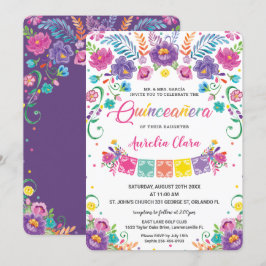 Chic Mexican Floral Blume Quinceañera 15 Anos Einladung
