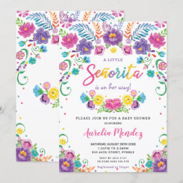 Chic Mexican Floral Senorita Baby Shower Girl Einladung