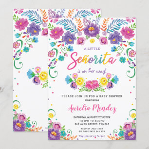 Chic Mexican Floral Senorita Baby Shower Girl Einladung