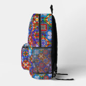 Chic Mexican Talavera Blue lila Fliesen Monogramm Bedruckter Rucksack (Rechts)