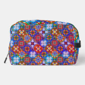 Chic Mexican Talavera Blue lila Fliesen Monogramm Waschbeutel (Rückseite)