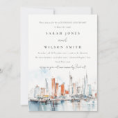 Chic Miami Florida Skyline Hochzeit Jahrestag Einladung (Vorderseite)