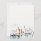 Chic Miami Florida Skyline Watercolor Wedding Einladung (Rückseite)