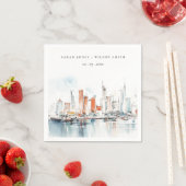 Chic Miami Florida Skyline Watercolor Wedding Serviette (Beispiel)