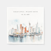 Chic Miami Florida Skyline Watercolor Wedding Serviette (Vorderseite)