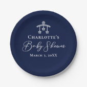 Chic Midnight Blue Baby Dusche Personalisiertes Pa Pappteller (Vorderseite)