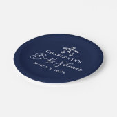 Chic Midnight Blue Baby Dusche Personalisiertes Pa Pappteller (Schrägansicht)