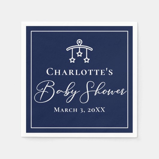 Chic Midnight Blue Baby Dusche Personalisiertes Pa Serviette (Vorderseite)