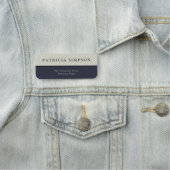 Chic Midnight Dark Blue & Pastel Static Beige Ecru Namensschild (Beispiel)