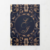 Chic Midnight Gold Wedding Dreifach Gefaltete Einladung (Cover)