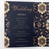 Chic Midnight Gold Wedding Dreifach Gefaltete Einladung (Innen Erste Seite)