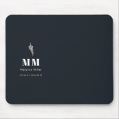 Chic Midnight Navy Botanisches Farn Custom Name Mousepad (Vorne)