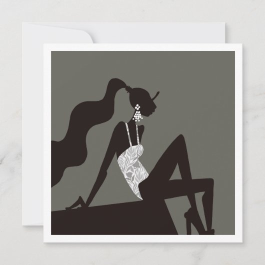 Chic mignight Summer PoolParty FashionIllustration Einladung (Vorderseite)