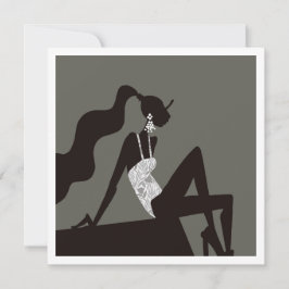 Chic mignight Summer PoolParty FashionIllustration Einladung