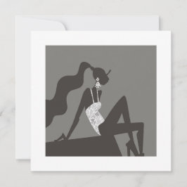 Chic mignight Summer PoolParty FashionIllustration Einladung